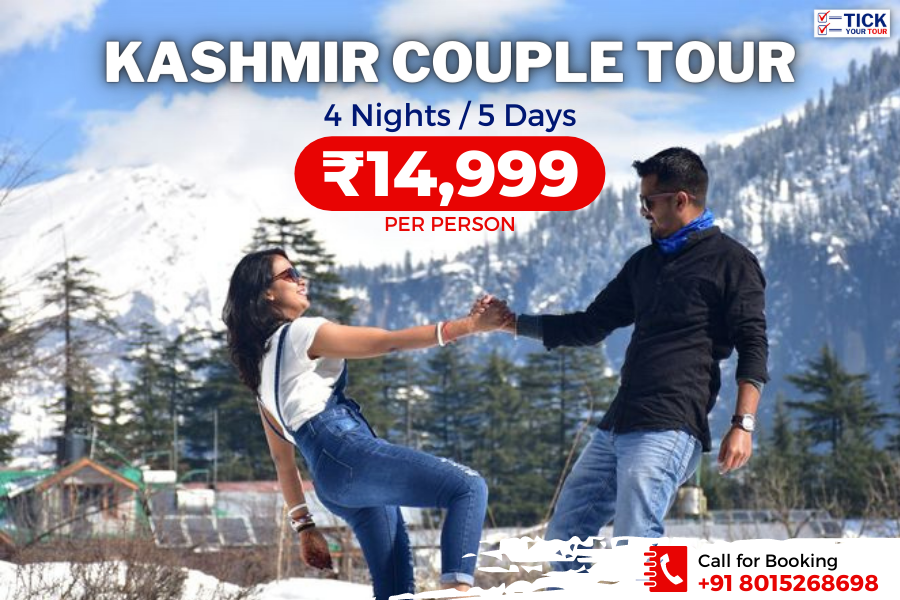 <h5>Kashmir Couple Tour Package – ₹14,999 / Person</h5>